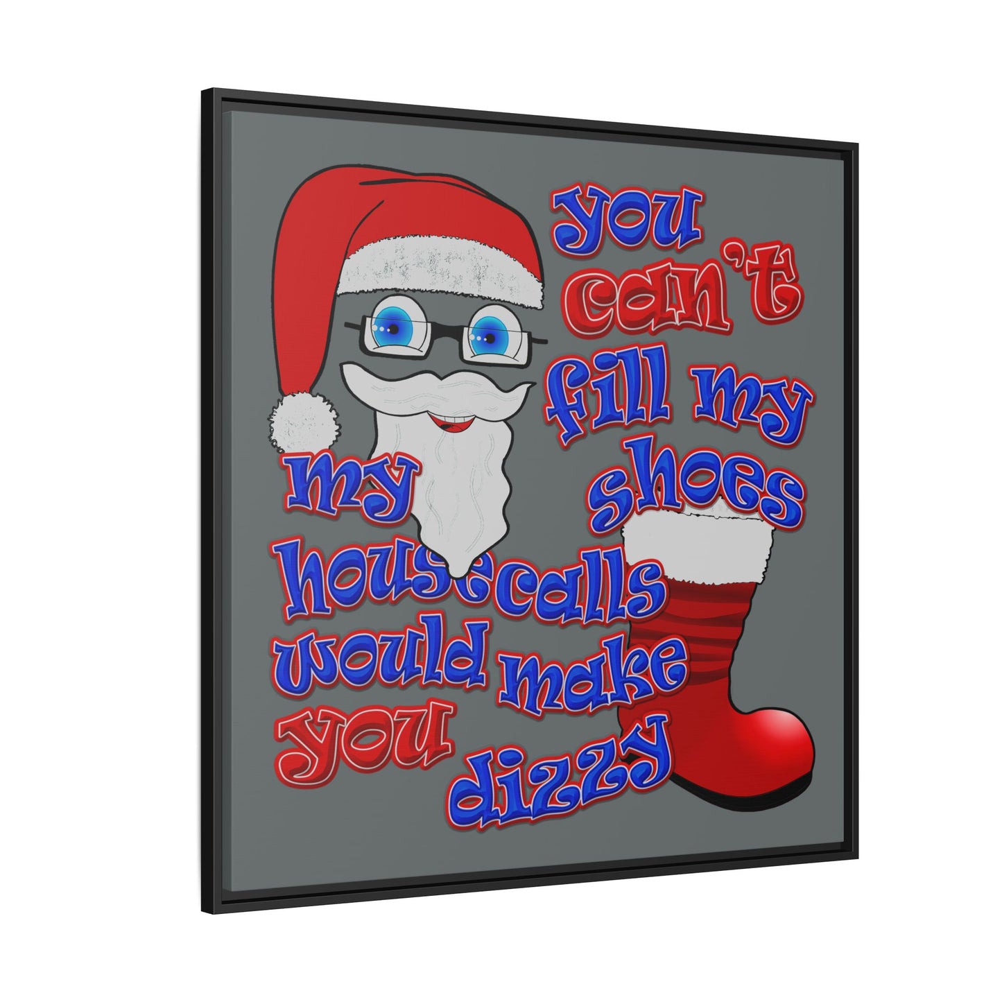 santa's shoes - framed canvas art (dark grey)