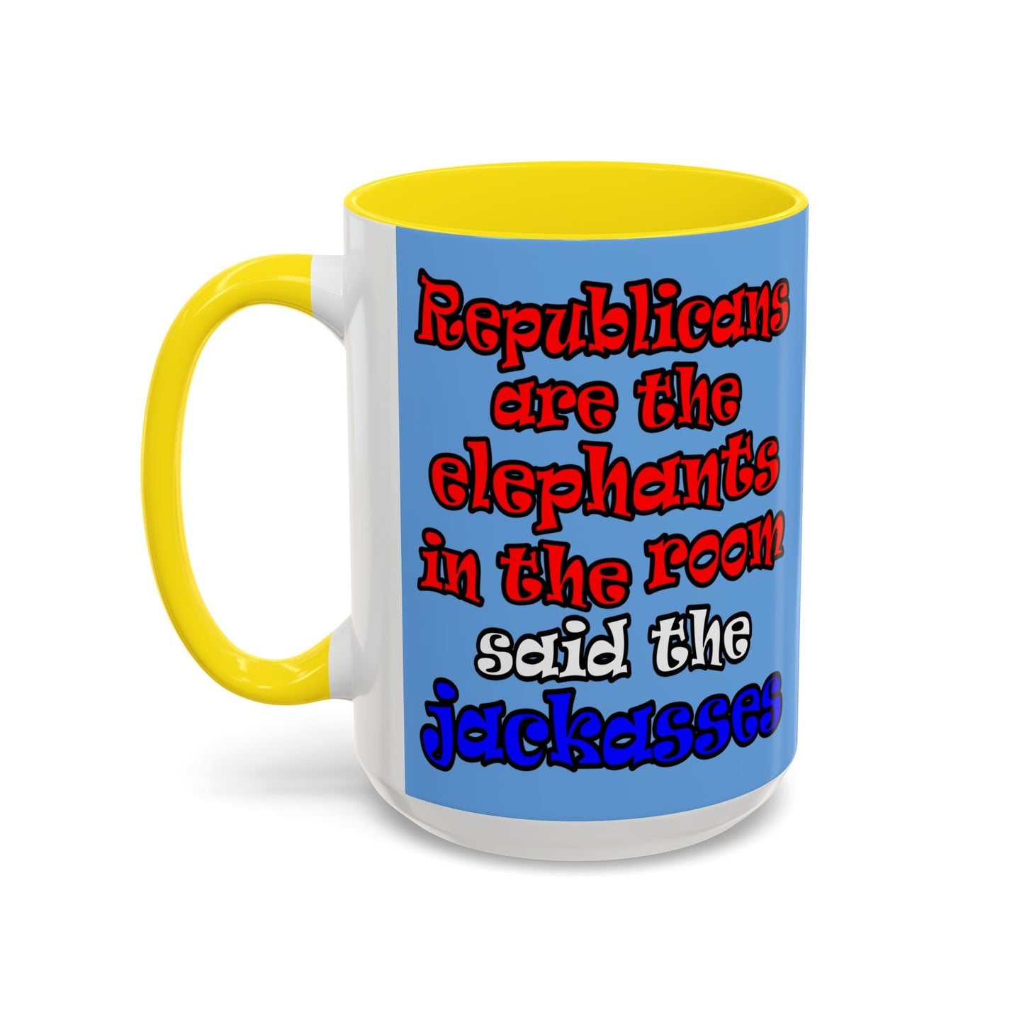 donkeys and elephants - Accent Mug (light blue)