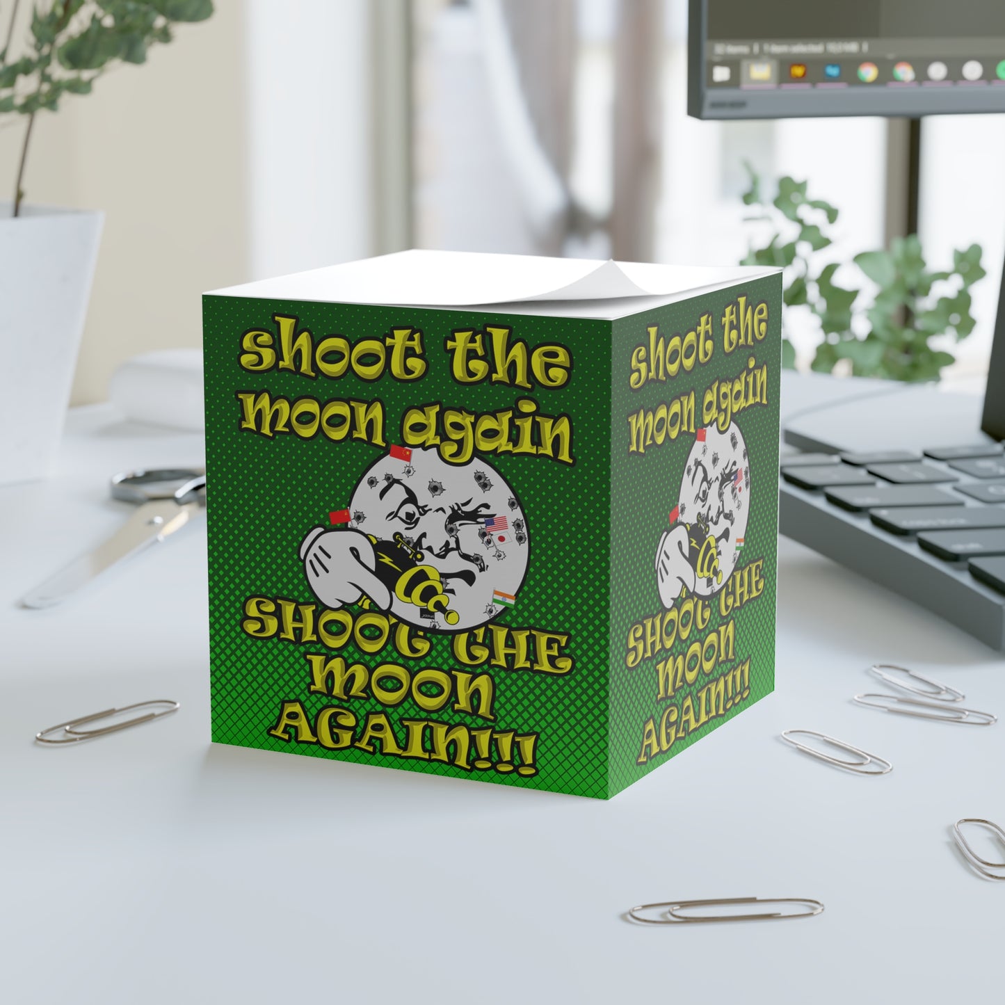 shoot the moon again - note cube (logo green)