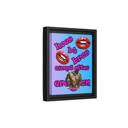 hoes b4 bros - framed canvas art (light blue-purple wave)