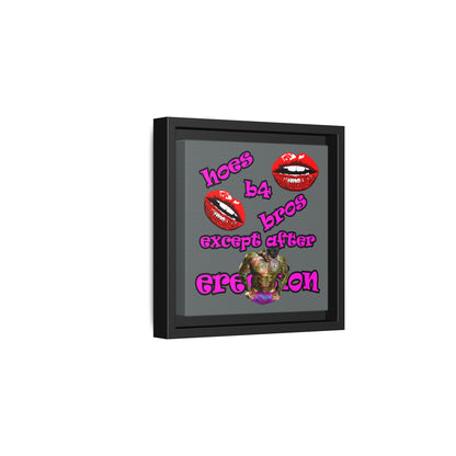 hoes b4 bros - framed canvas art (dark grey)