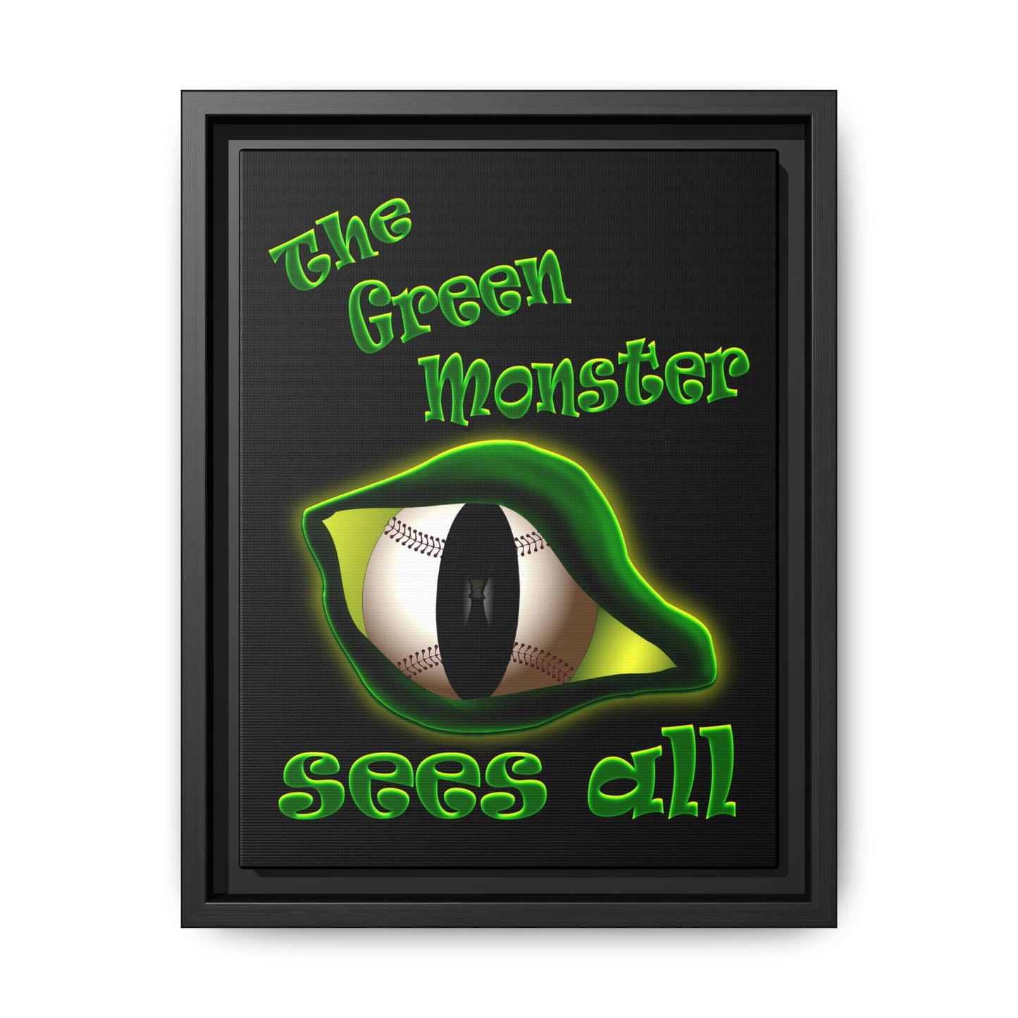 green monster - framed canvas art (black)