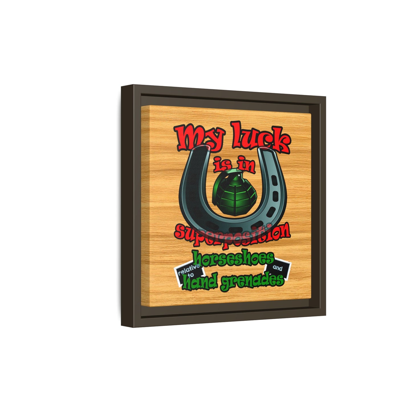 my luck - framed canvas art (butterscotch wood finish)
