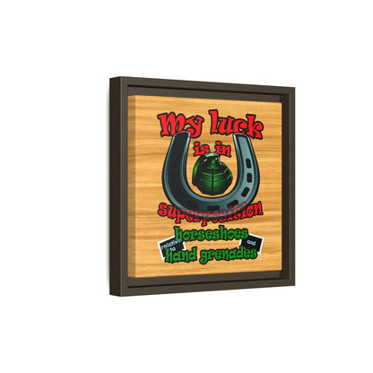 my luck - framed canvas art (butterscotch wood finish)