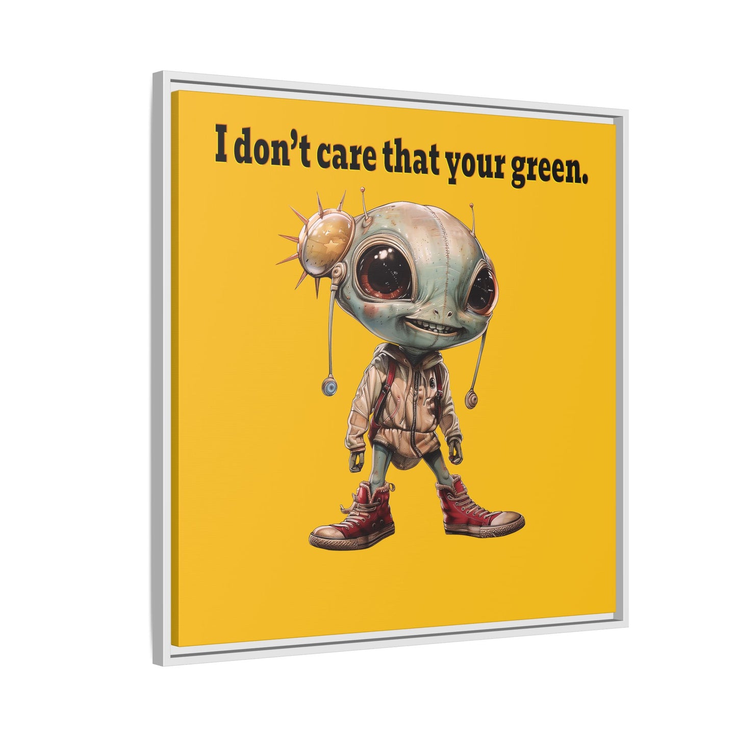 I don't care that your green - framed canvas art (yellow)