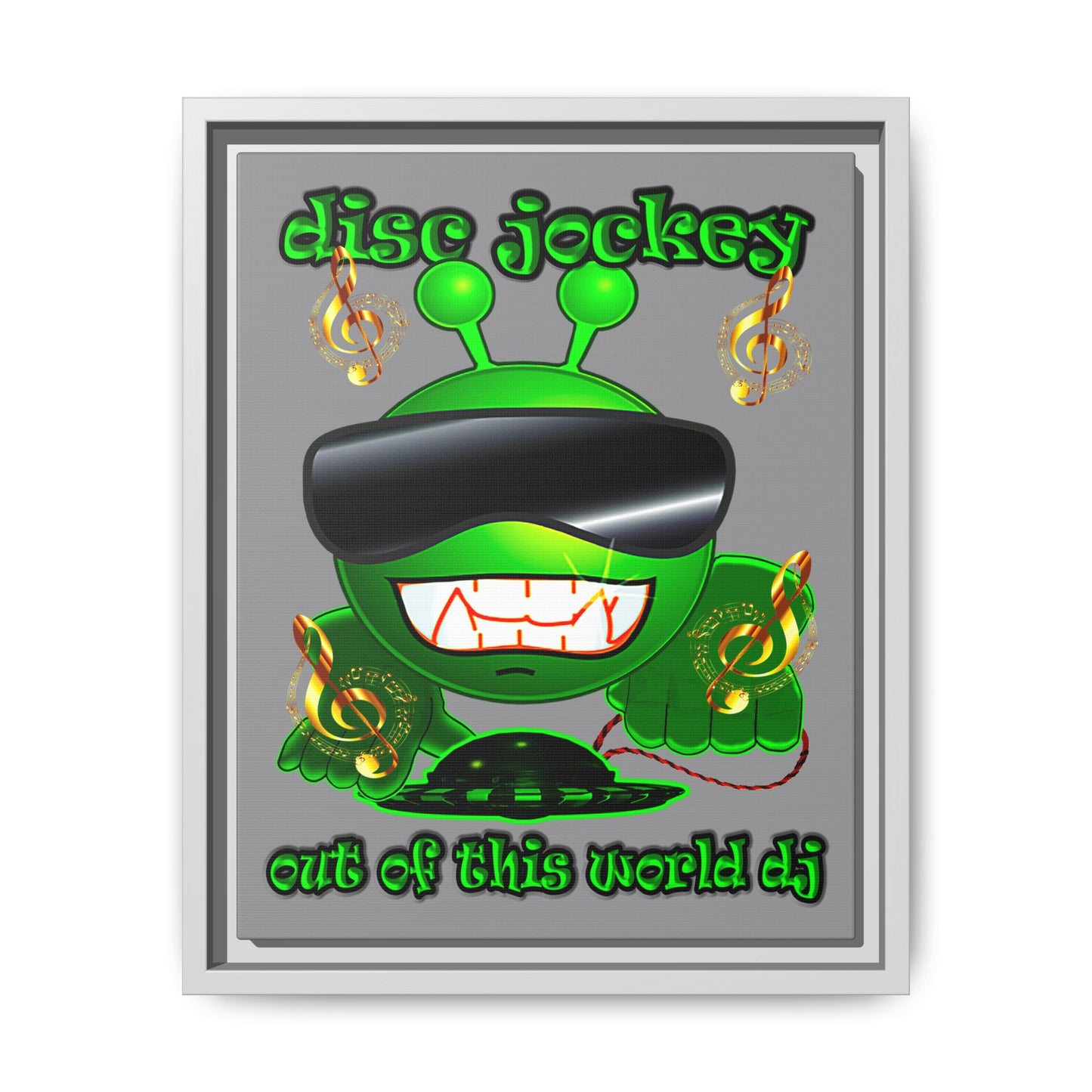 disc jockey - framed canvas art (grey)