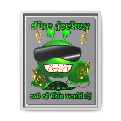disc jockey - framed canvas art (grey)