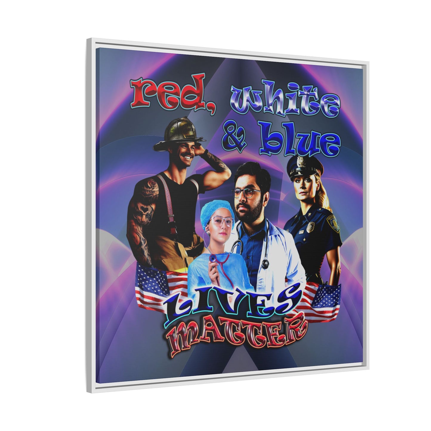 rw&b lives matter - framed canvas art (grey-pink wave)