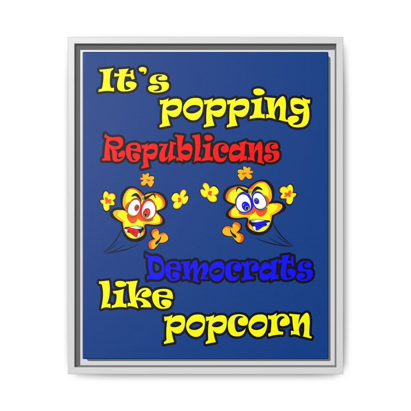 popping like popcorn - framed canvas art (dark blue)