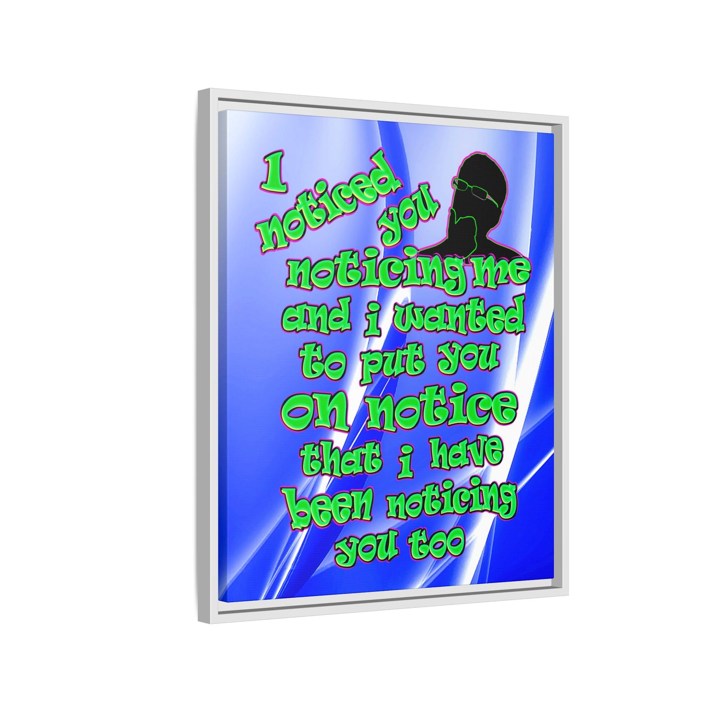 noticed you noticing - framed canvas art (blue-white wave)