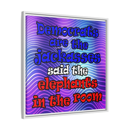 donkeys and elephants - framed canvas art (purple wave)