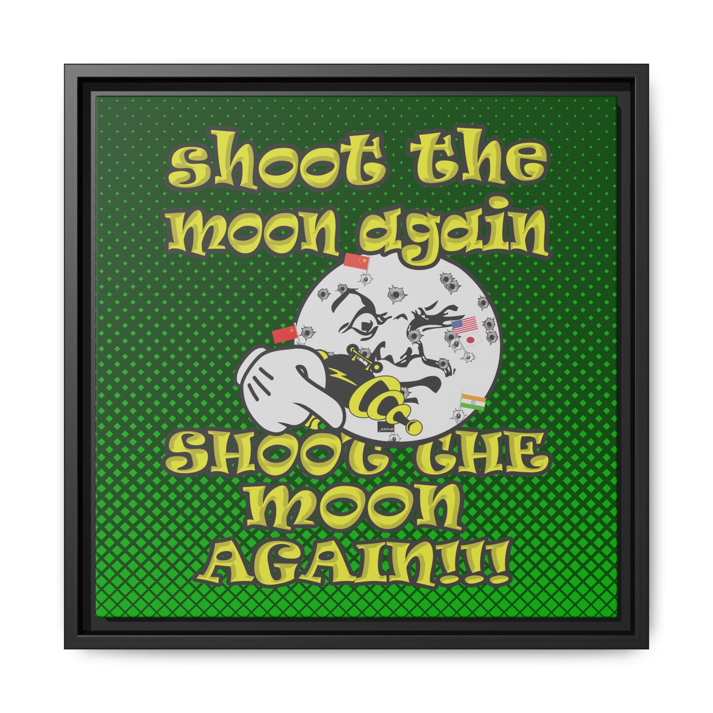 shoot the moon again - framed canvas art (logo green)