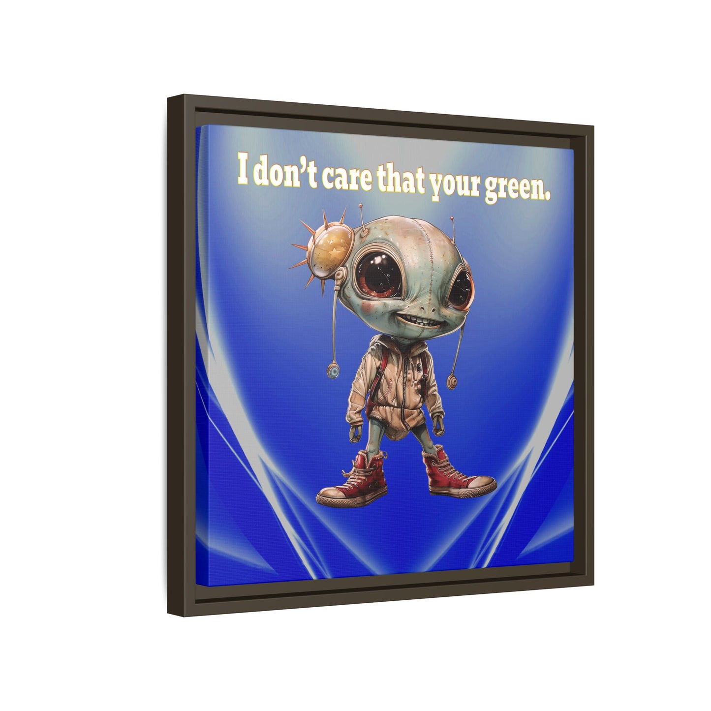 I don't care that your green - framed canvas art (blue-white wave)