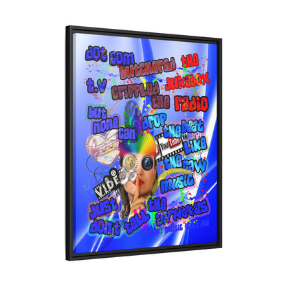 drop the beat - framed canvas art (blue-white wave)