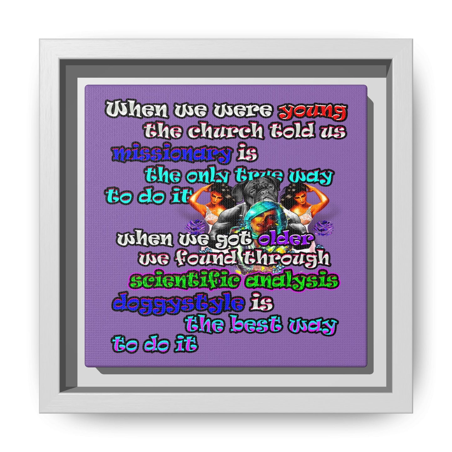 doggystyle - framed canvas art (light purple)