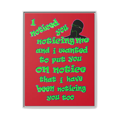 noticed you noticing - framed canvas art (dark red)