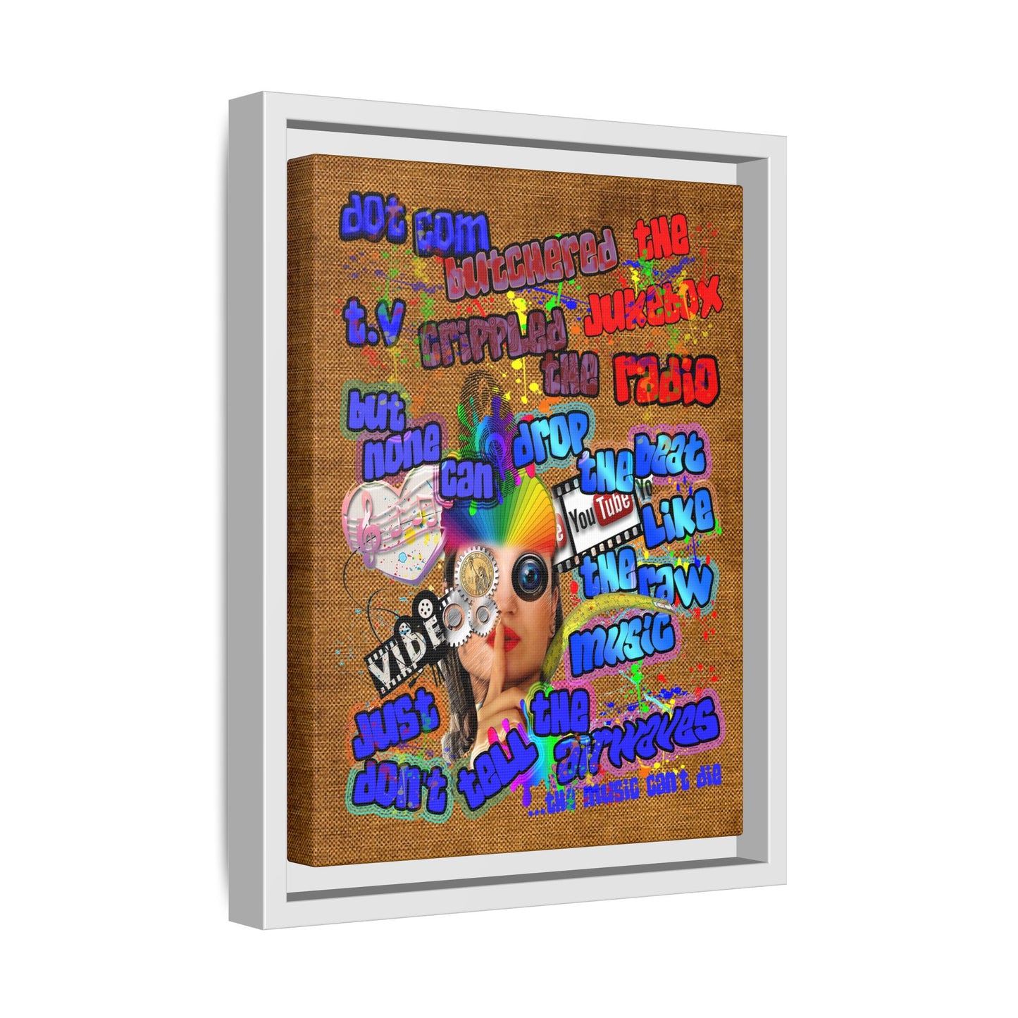drop the beat - framed canvas art (brown papyrus)