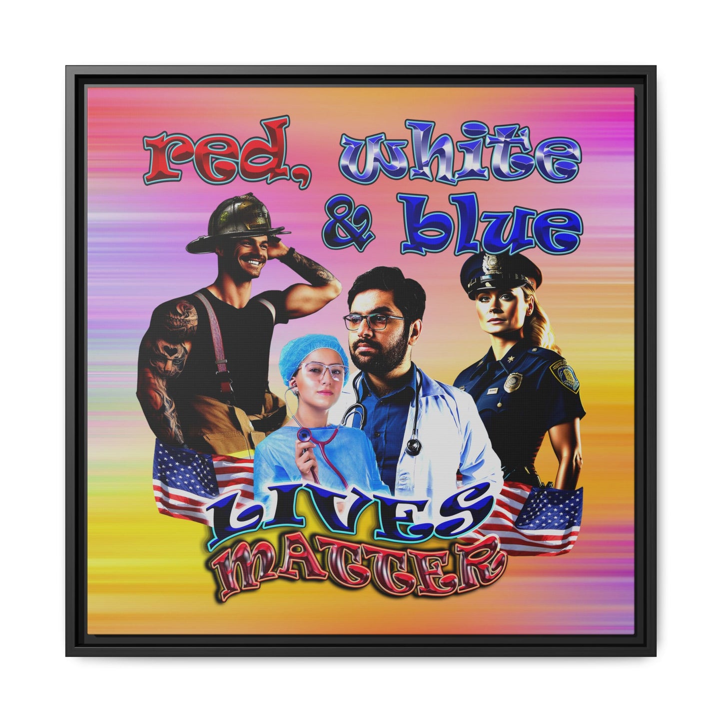 rw&b lives matter - framed canvas art (color blur)