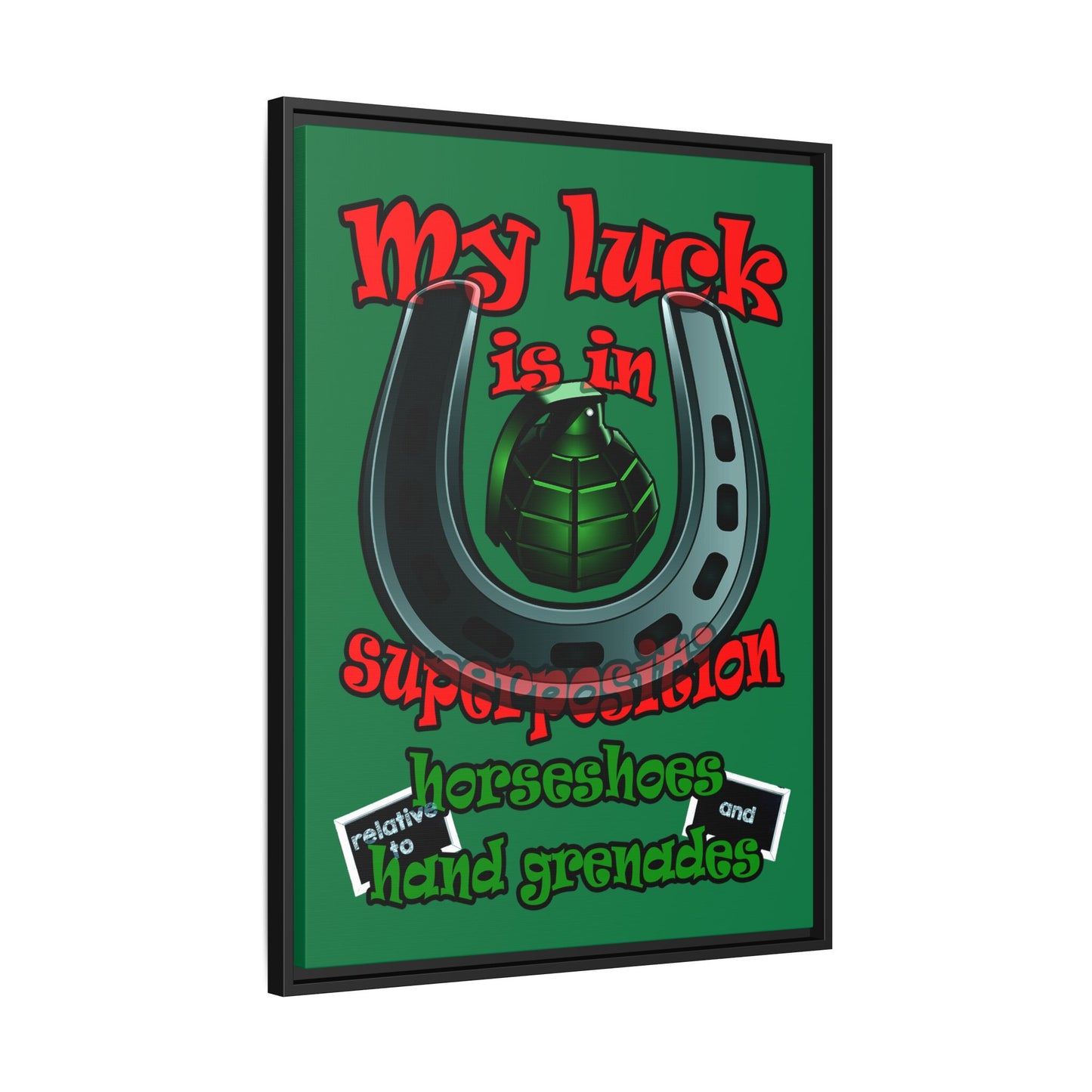 my luck - framed canvas art (dark green)