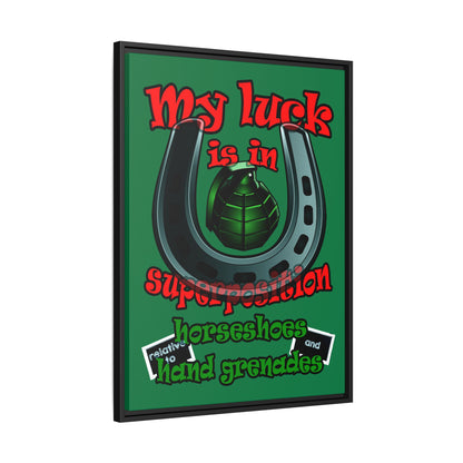 my luck - framed canvas art (dark green)