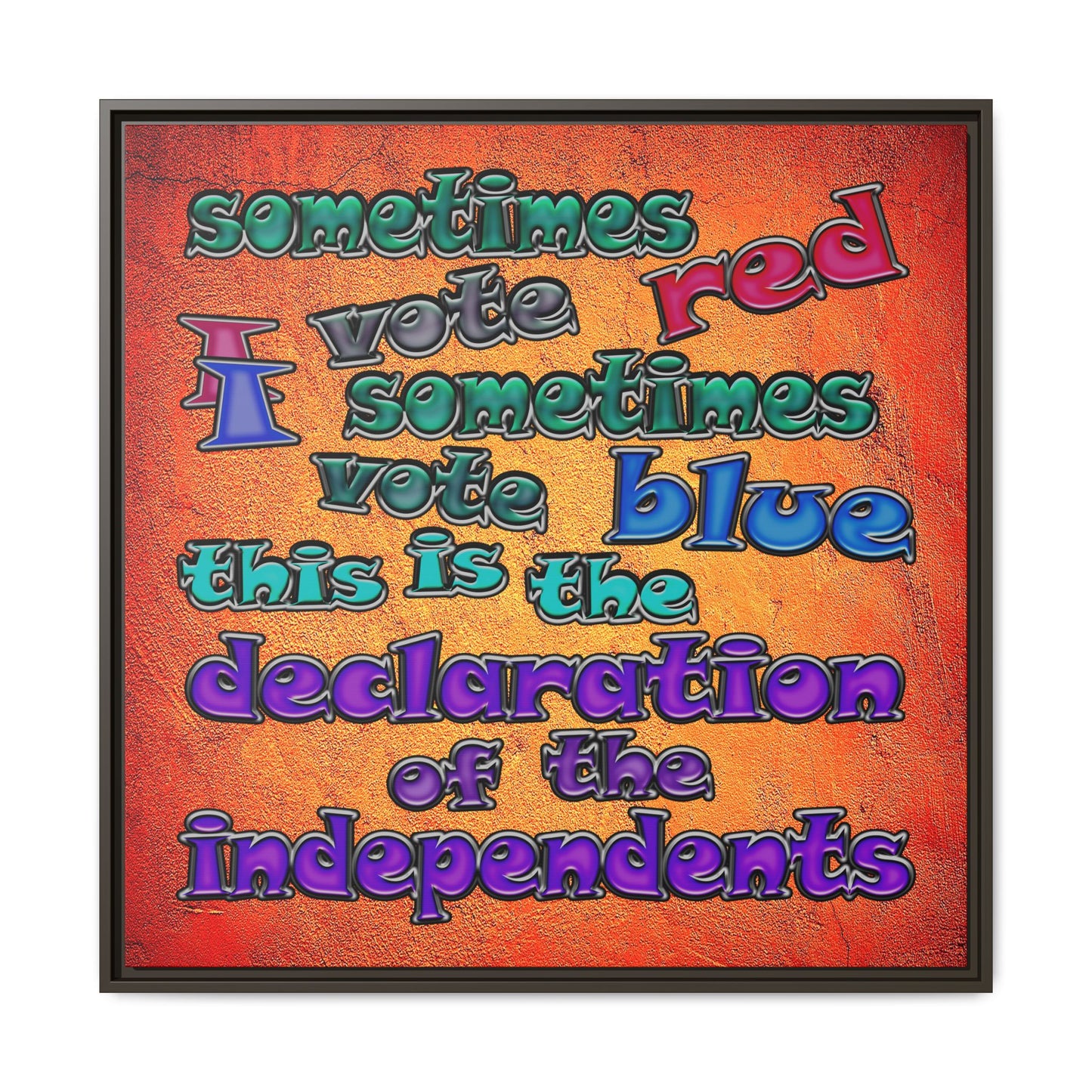 declaration of the independents - framed canvas art (burnt orange)