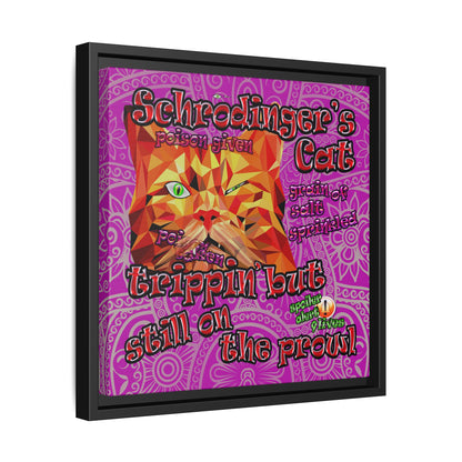 schrodinger's cat - framed canvas art (pink swirl)