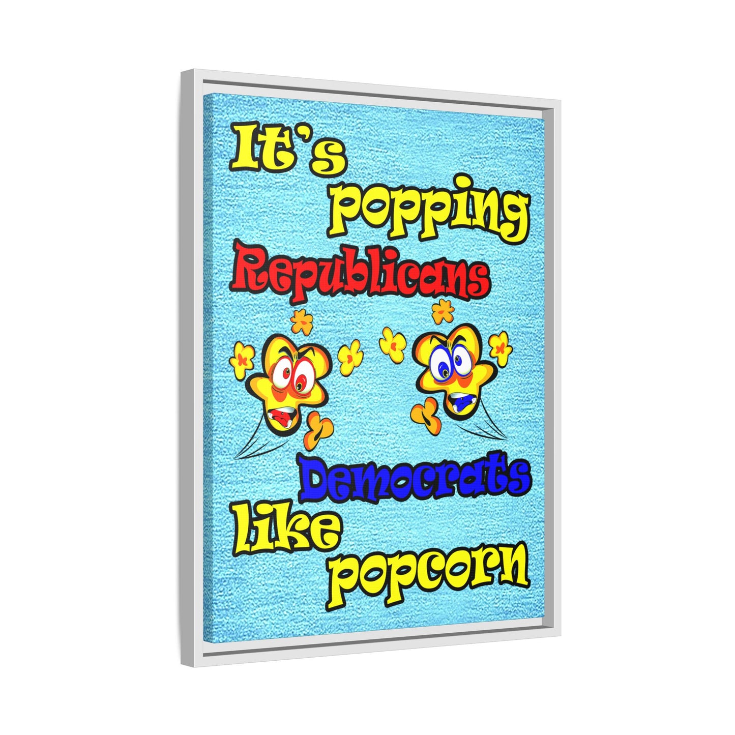 popping like popcorn - framed canvas art (faded dark blue)