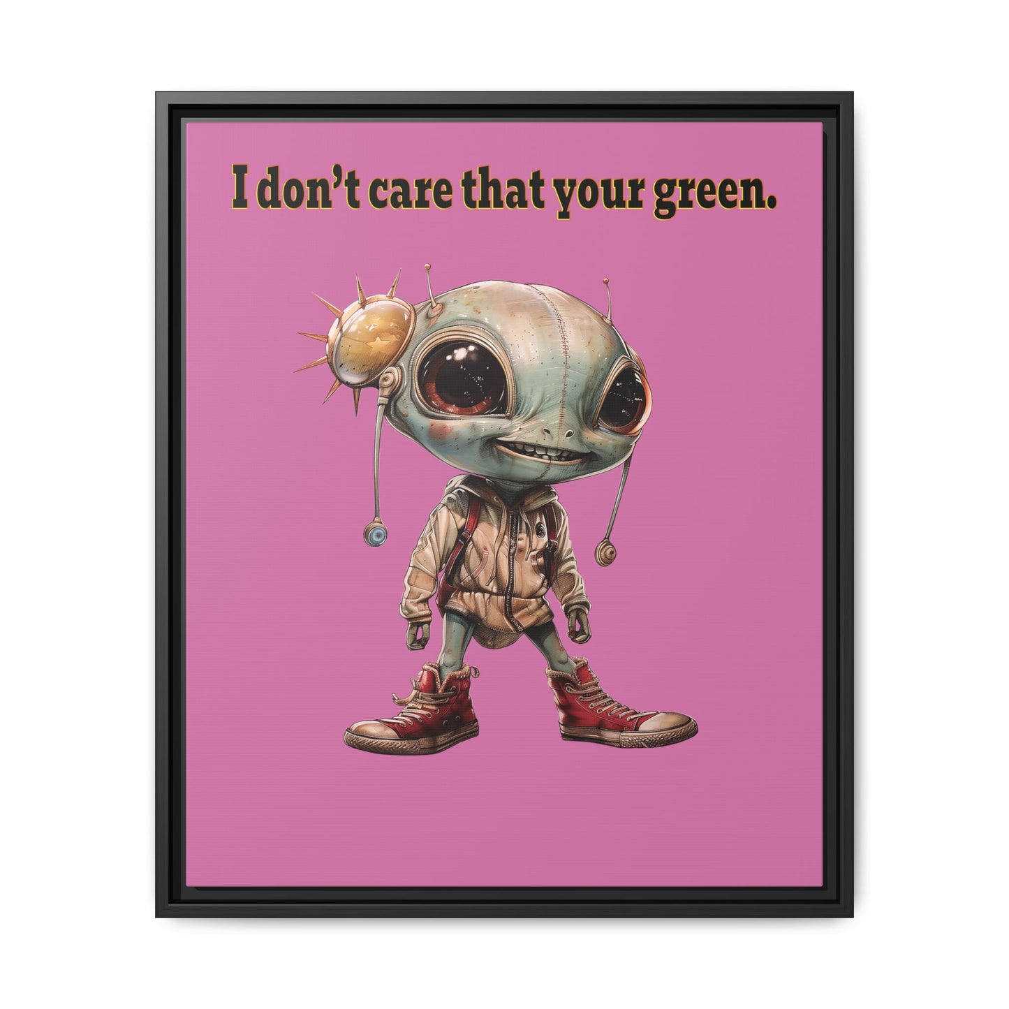 I don't care that your green - framed canvas art (light pink)