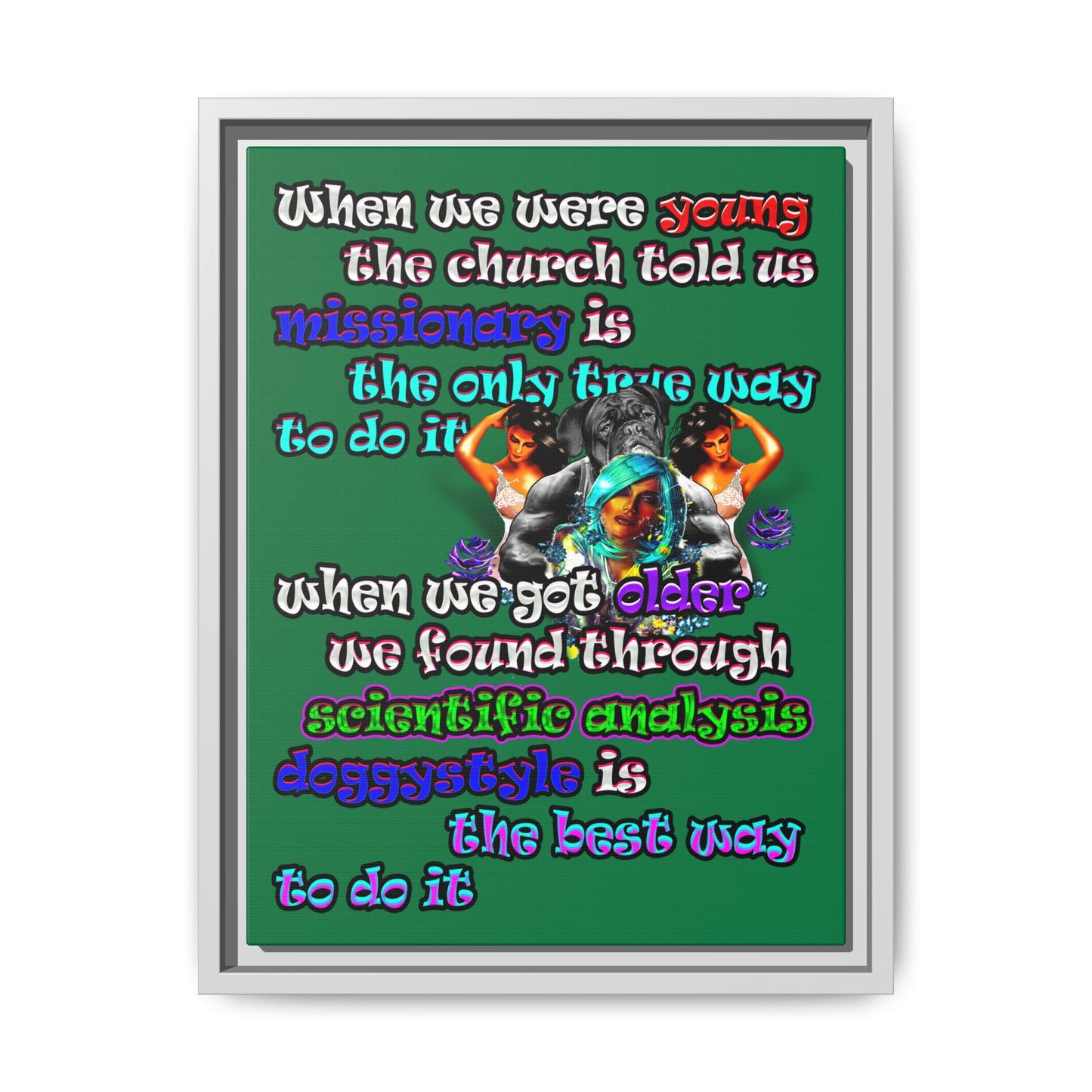 doggystyle - framed canvas art (dark green)