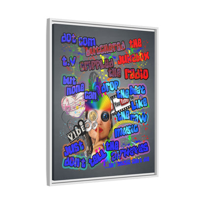 drop the beat - framed canvas art (grey-light grey)
