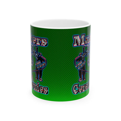 em cee squared - White Mug (logo green)