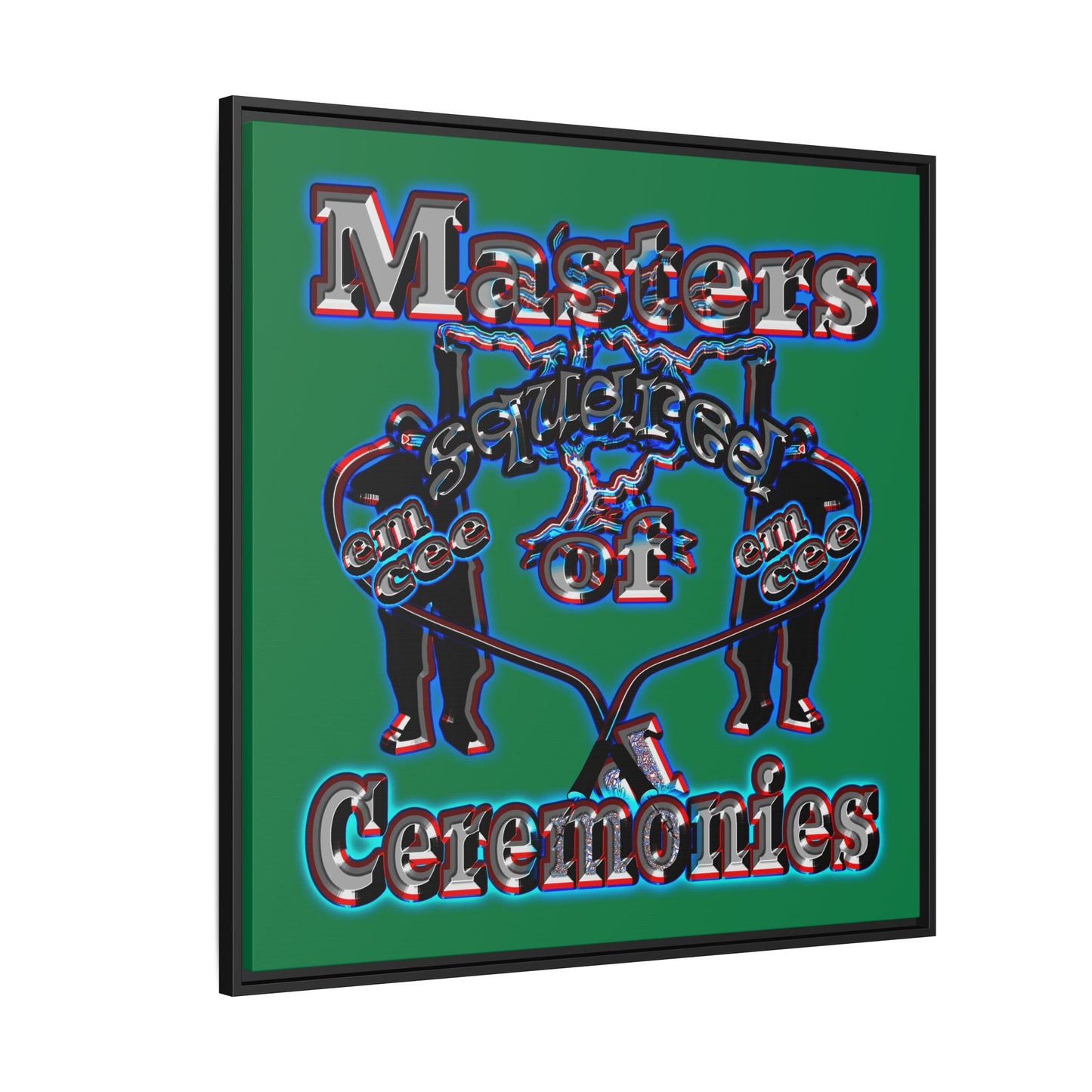 em cee squared - framed canvas art (dark green)