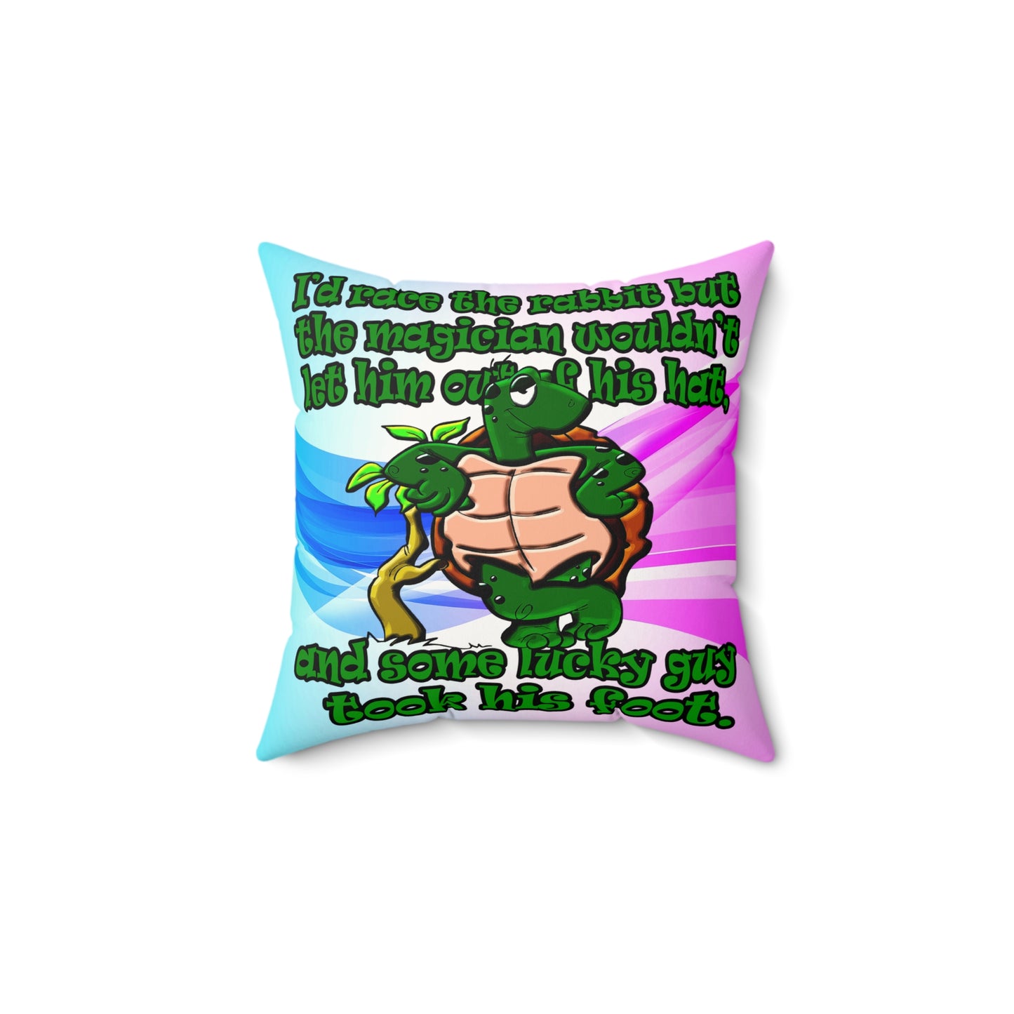 turtle race - Faux Suede Square Pillow - (light blue-pink wave)