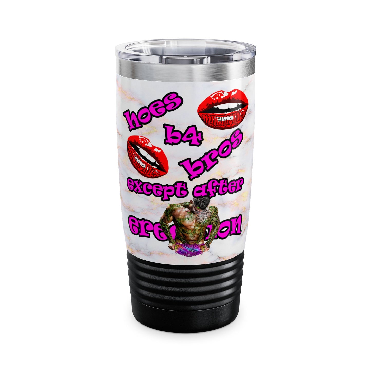 hoes b4 bros - Ringneck Tumbler, 20oz (white marble)