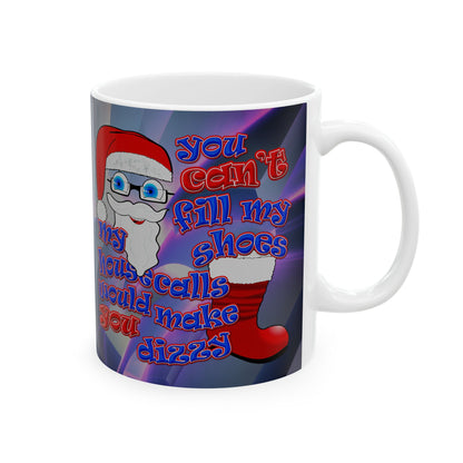santa's shoes - White Mug (grey-pink wave)