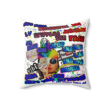 drop the beat - Faux Suede Square Pillow - (white)