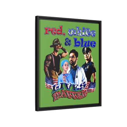 rw&b lives matter - framed canvas art (green)
