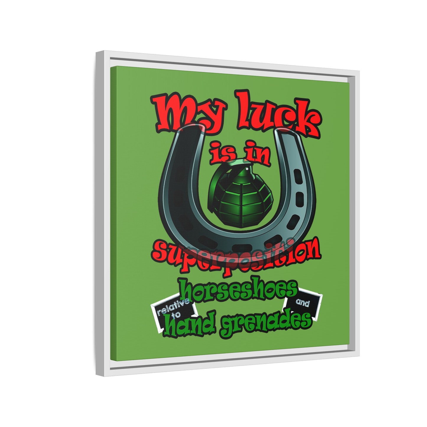 my luck - framed canvas art (green)