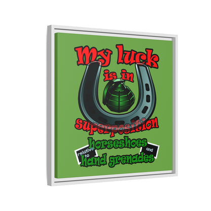 my luck - framed canvas art (green)