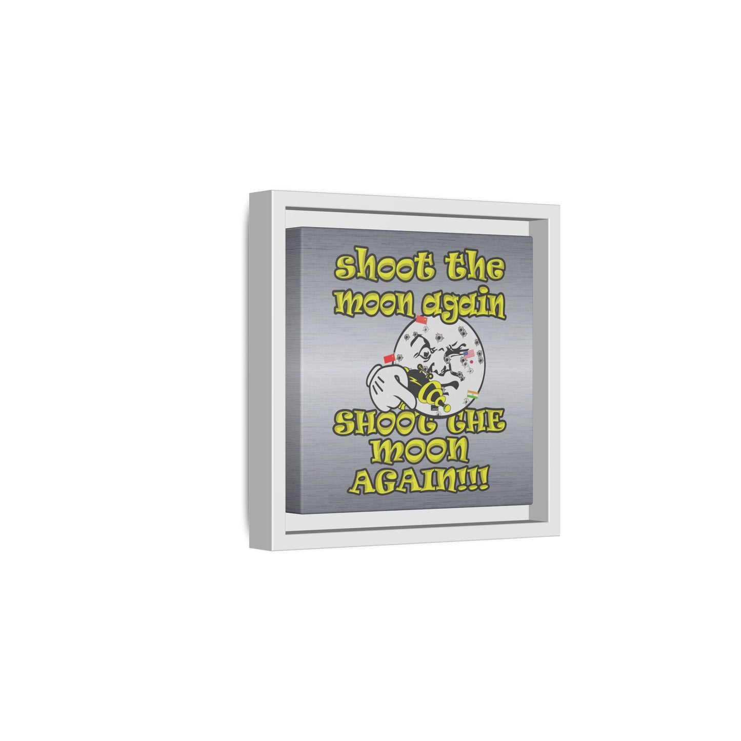 shoot the moon again - framed canvas art (brushed nickel)