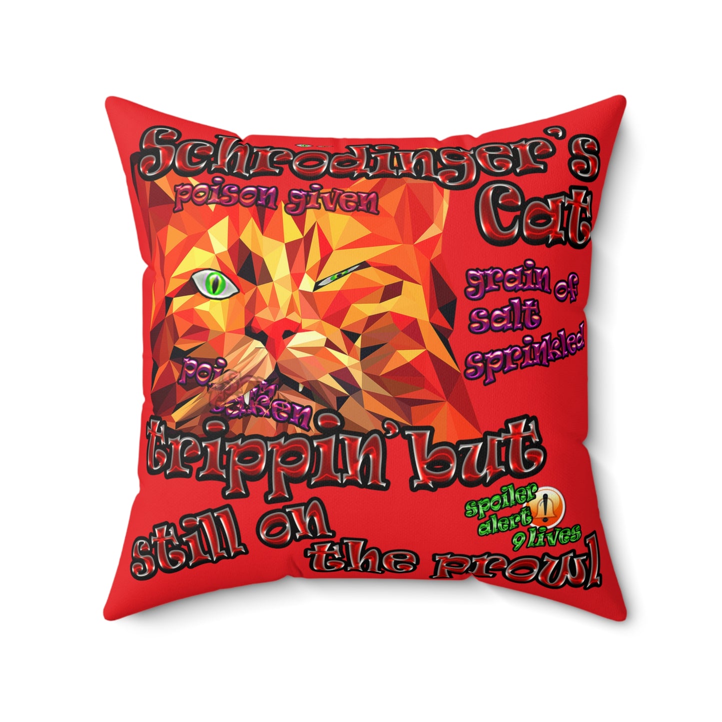 schrodinger's cat - Faux Suede Square Pillow - (red)
