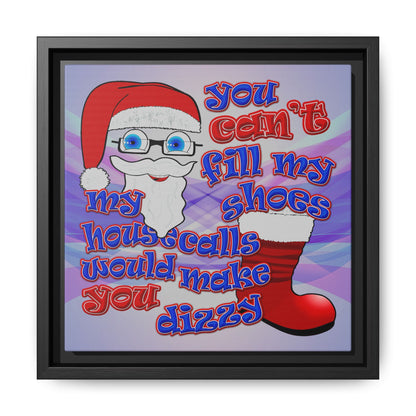 santa's shoes - framed canvas art (light blue-pink wave)