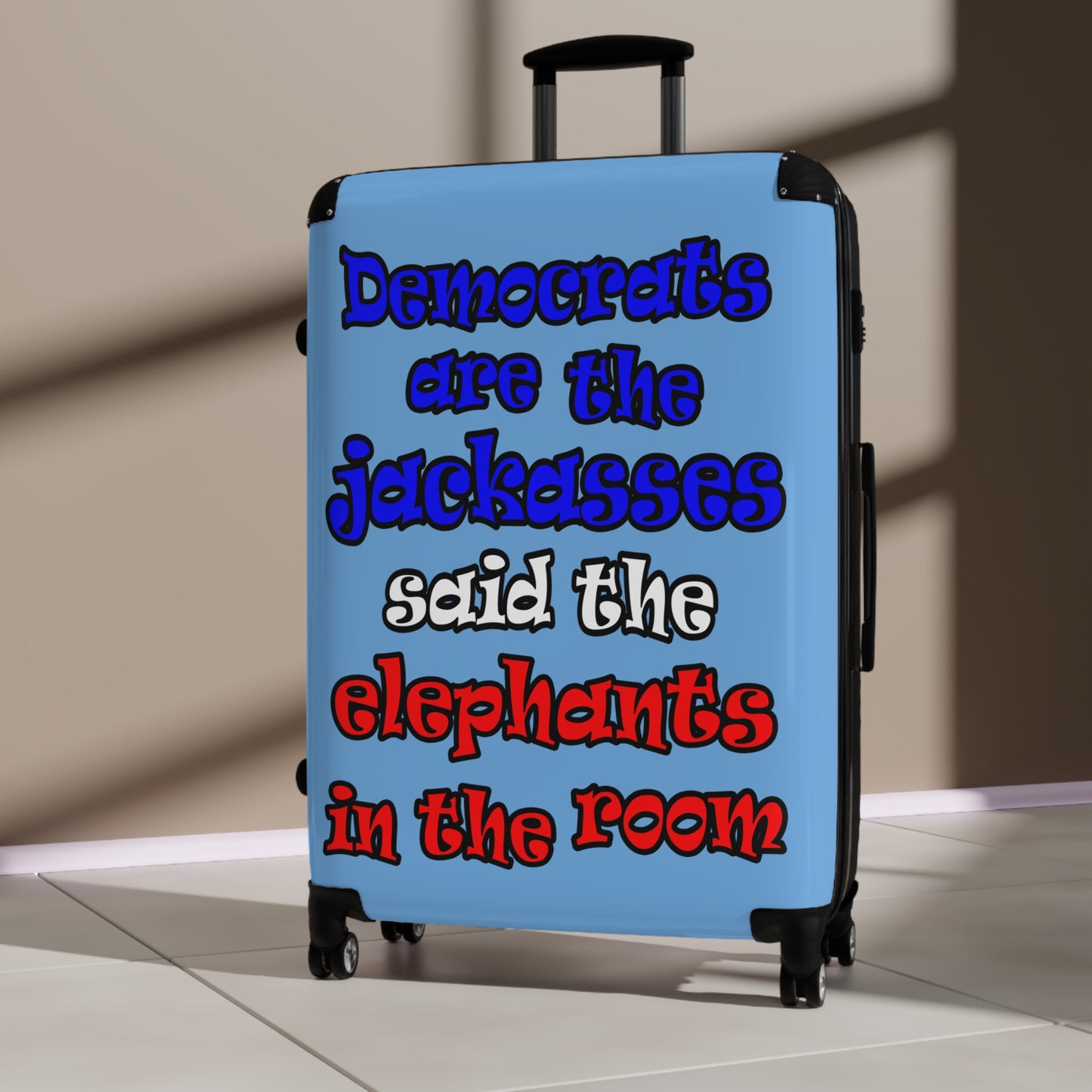 donkeys and elephants - Suitcase (light blue)