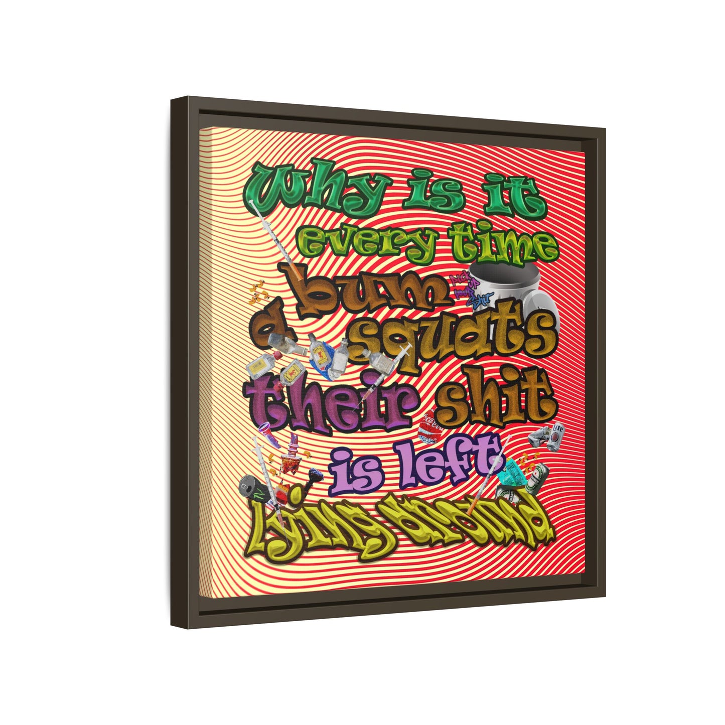 the bum's shit - framed canvas art (yellow-orange wave)