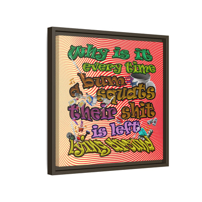 the bum's shit - framed canvas art (yellow-orange wave)