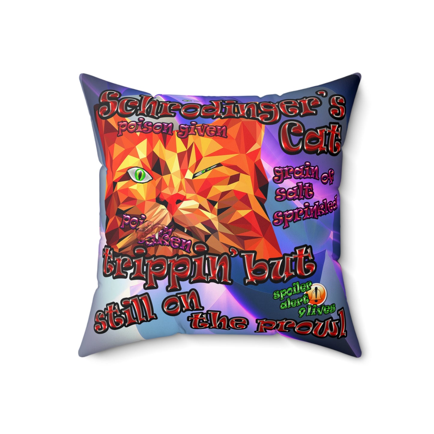 schrodinger's cat - Faux Suede Square Pillow - (grey-pink wave)