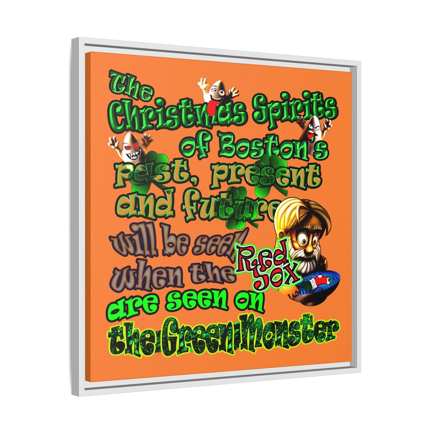 christmas spirits of boston - framed canvas art (crusta)