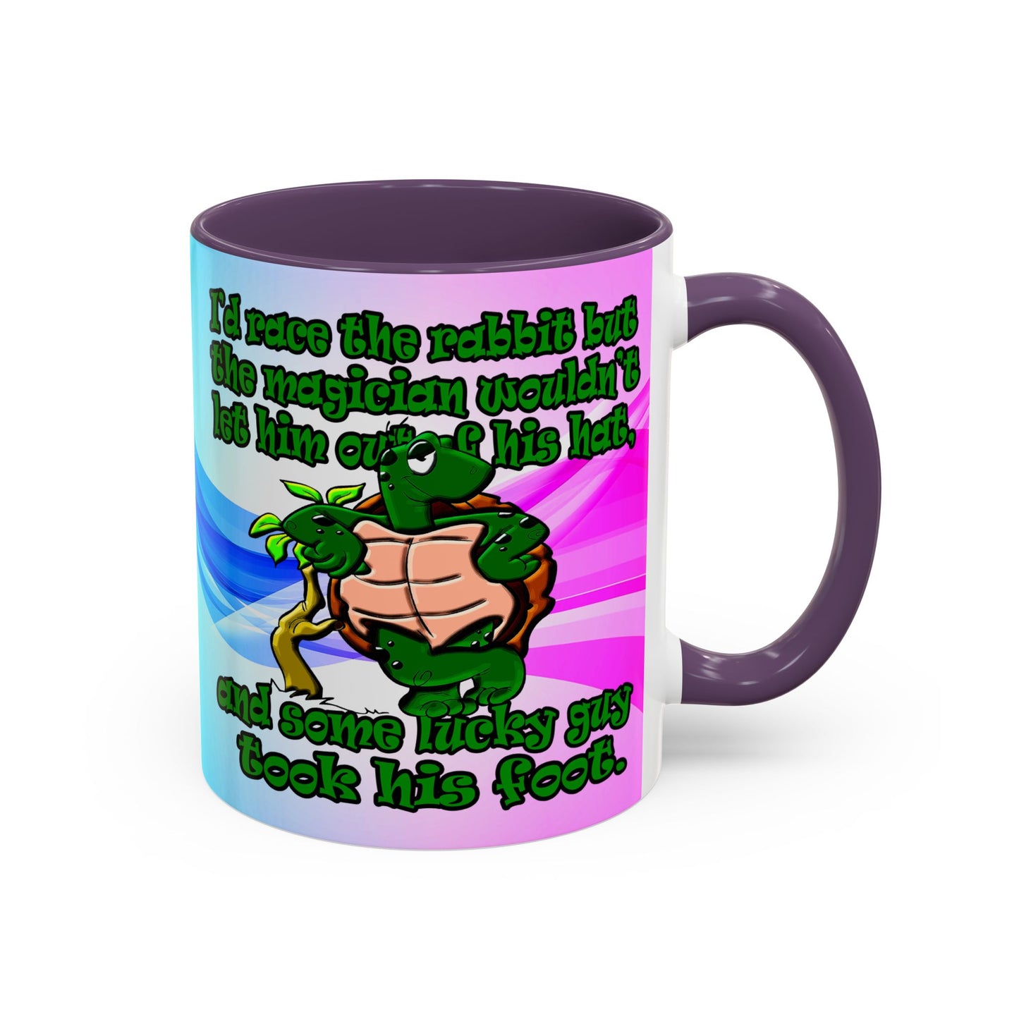 turtle race - Accent Mug (light blue-pink wave)