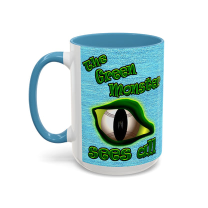 green monster - Accent Mug (faded blue)
