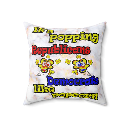 popping like popcorn - Spun Polyester Square Pillow - (white marble)
